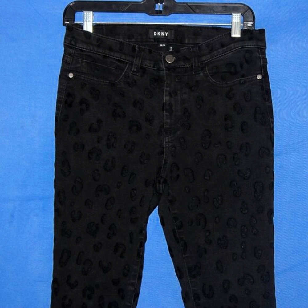 DKNY Leopard Print Skinny Jeans Black 28/6